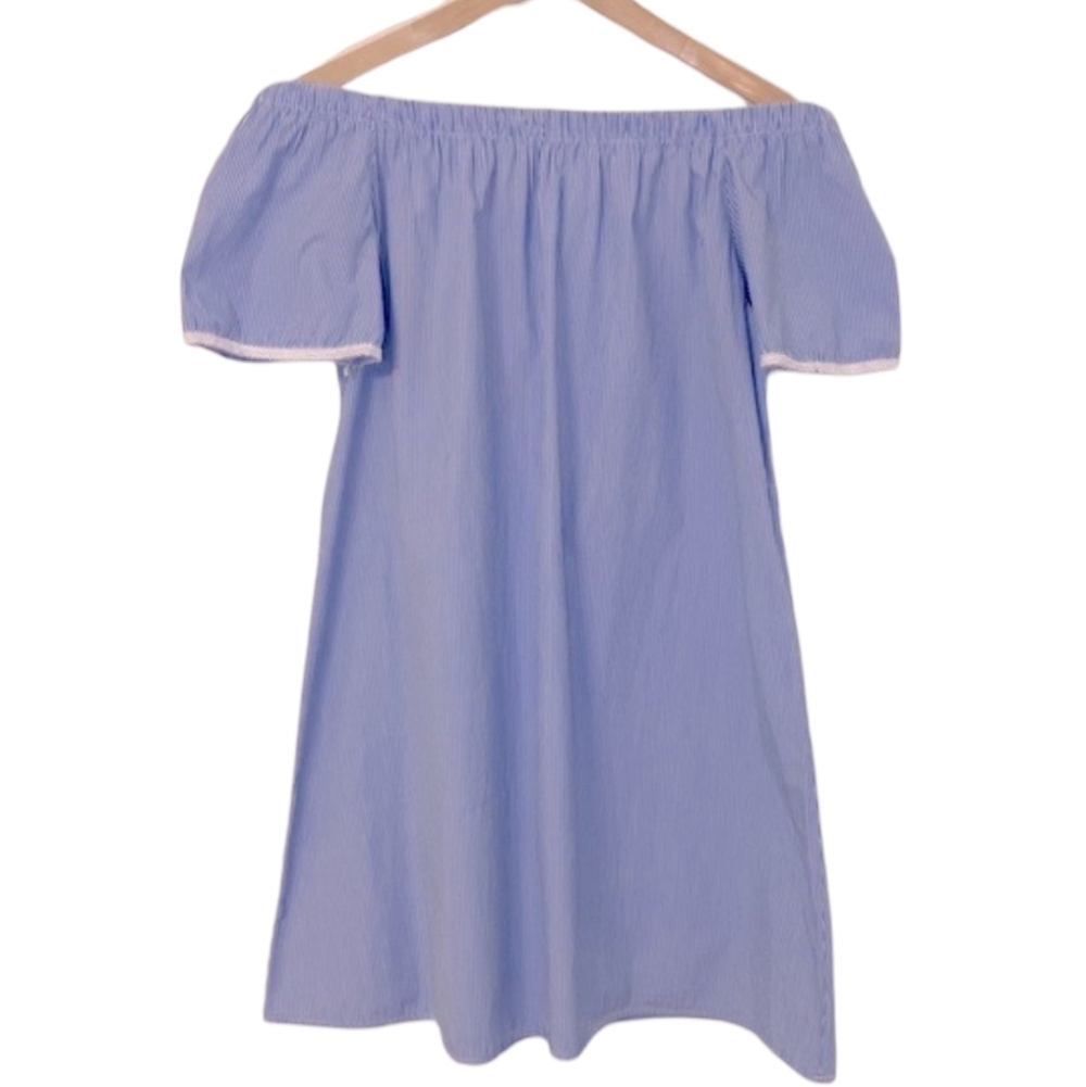 Espresso | Blue & White Striped Off Shoulder Shift | Tent Dress